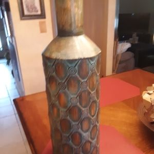Vase metal copper and teal